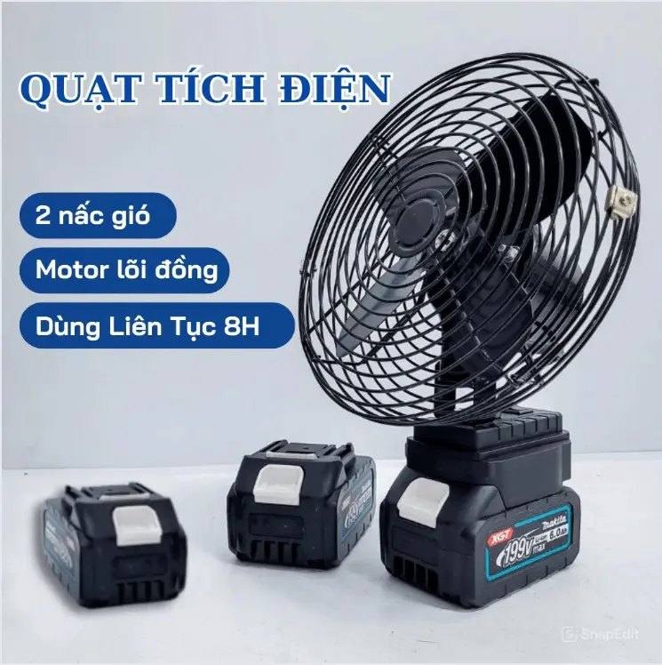Quạt tích điện để bàn - Làm mát nhanh - Pin 10 cell sử dụng trong 8-10 tiếng